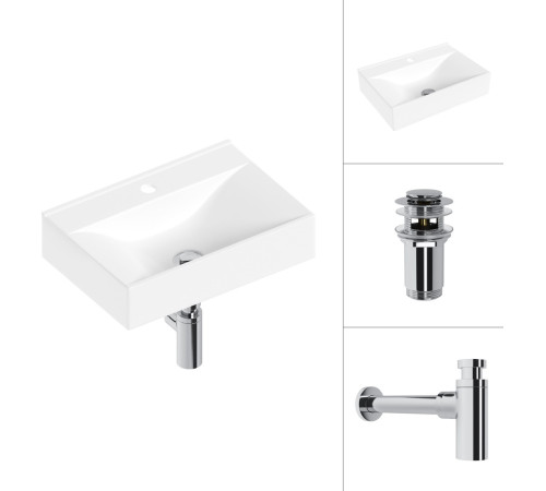 Умывальник Lauter 21887B + клапан 21190CH + сифон 21635CH хром