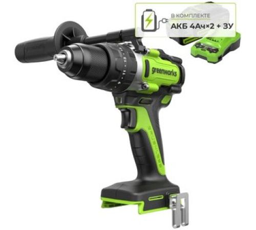 Ударная дрель-шуруповерт Greenworks GD24DD140 3707607CUD с 2-мя АКБ