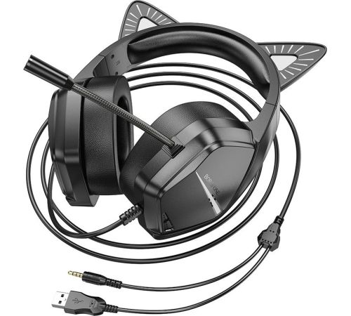 Наушники Borofone Elf Cat BO106 черный/зеленый