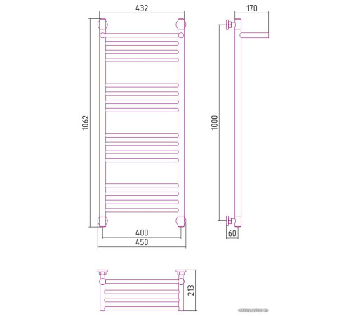 Полотенцесушитель Сунержа Богема с полкой+ 1000х400 31-0223-1040