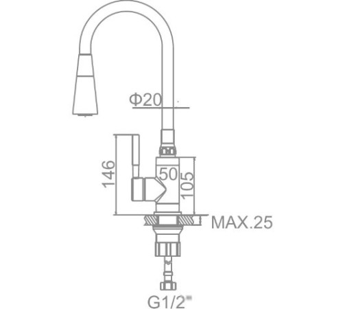 Смеситель Ledeme L4199-2 хром/черный