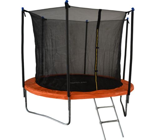 Батут GoUP Elite 8FT с сеткой и лестницей, оранжевый