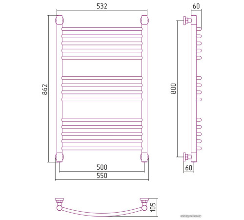 Полотенцесушитель Сунержа Богема+ выгнутая 800х500 03-0221-8050