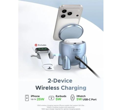 Беспроводное зарядное Ugreen W713 65300 голубой