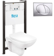 Унитаз подвесной Roca Debba 893104970 + 8901140B2 с кнопкой