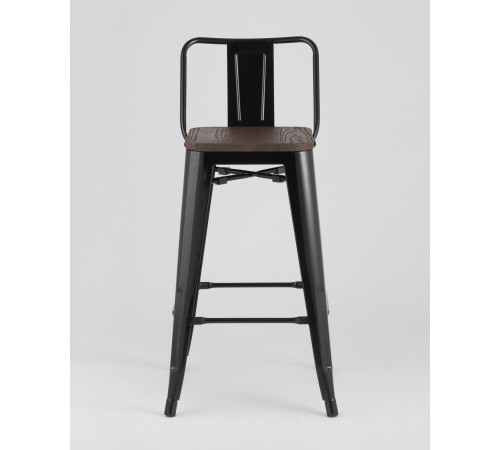 Стул Stool Group Tolix Wood со спинкой YD-H765E-W LG-01 черный глянцевый/темное дерево
