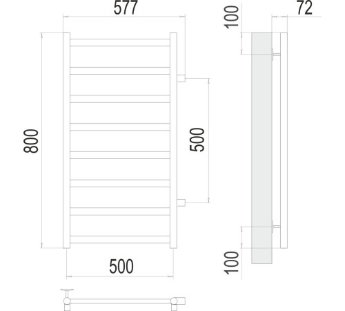 Полотенцесушитель TERMINUS Аврора П8 500x800 оружейная сталь, с боковым подключением 500