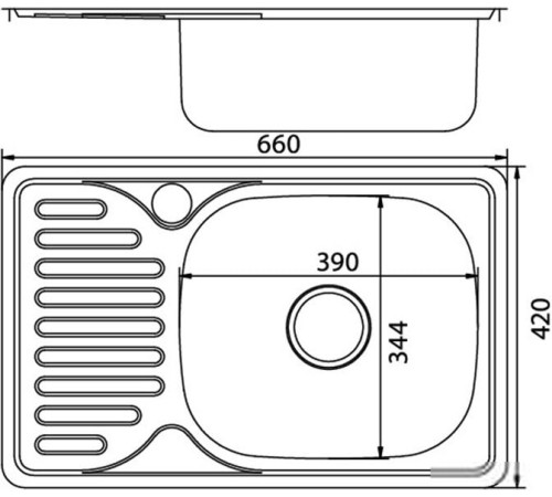 Кухонная мойка Mixline 536117 правая, полированная, 0.8 мм