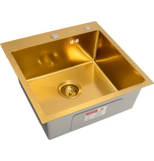 Кухонная мойка ARFEKA Eco AR 500*500 Gold PVD Nano Decor