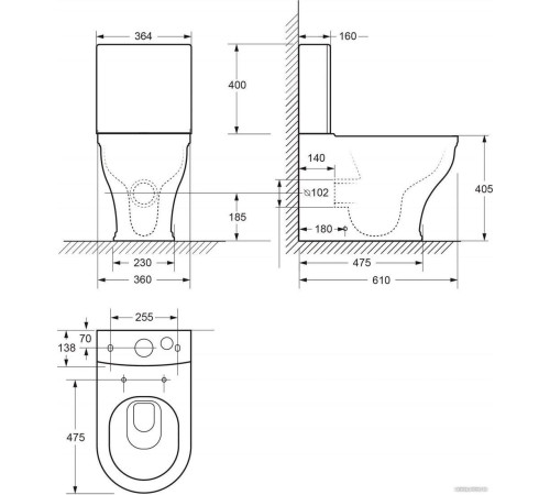Унитаз напольный Cezares Giubileo CZR-165-CPR без бачка, без сиденья