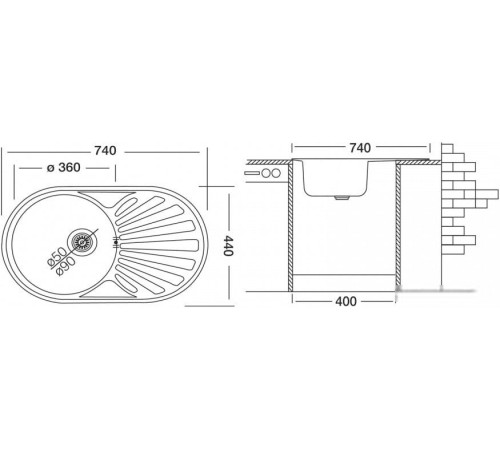 Кухонная мойка Ukinox Фаворит FAP740.440-GT8K 1R