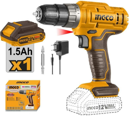 Дрель-шуруповерт Ingco CDLI1218 с 1-им АКБ