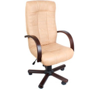 Офисное кресло Деловая обстановка Атлант Экстра орех, желто-бежевый, кожа люкс