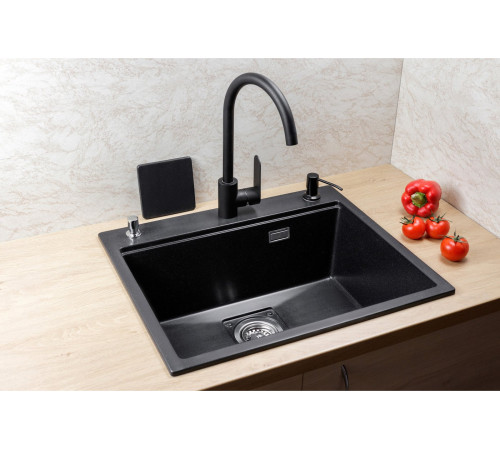 Кухонная мойка Marblan Comfort 60 оникс, с сифоном