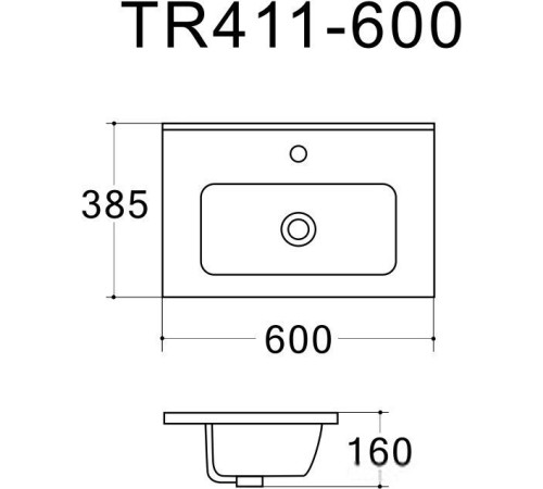 Умывальник Uptrend Charo 60 глянцевый белый