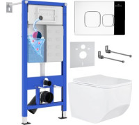 Унитаз подвесной Roxen Boro One Rimless 6 в 1 StounFix Dual Fresh 552158 кнопка: хром