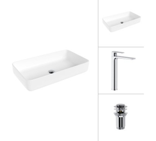 Умывальник Lauter 21487-60 + Reef 21CK8678C с донным клапаном 21190CH хром