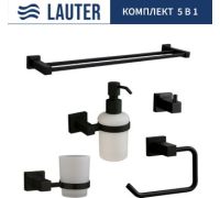 Набор аксессуаров для ванной Lauter 21SH6062 + 21SH6172 + 21SH6092 + 21SH6072 + 21SH6022 Matt Black, 5 предметов