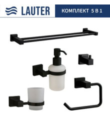 Набор аксессуаров для ванной Lauter 21SH6062 + 21SH6172 + 21SH6092 + 21SH6072 + 21SH6022 Matt Black, 5 предметов