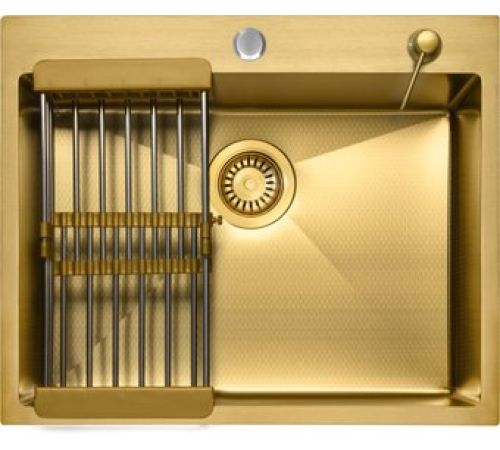 Кухонная мойка Aquaforta 600*500, коландер, дозатор GOLD DECOR