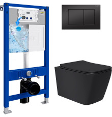 Унитаз подвесной Lauter Magdeburg 21103EC + 21901002 кнопка прямоугольная, черный
