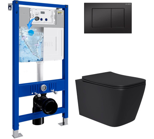 Унитаз подвесной Lauter Magdeburg 21103EC + 21901002 кнопка прямоугольная, черный