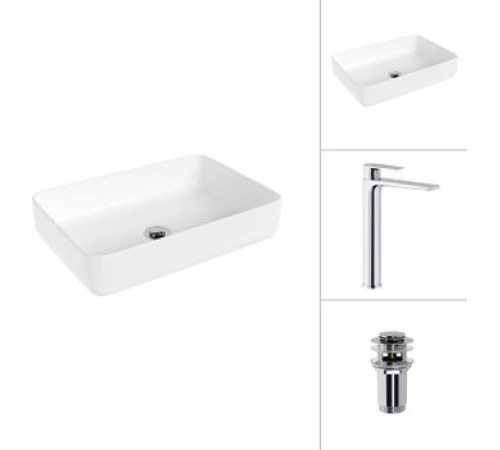 Умывальник Lauter 21487-50 + Reef 21CK8678C с донным клапаном 21190CH хром