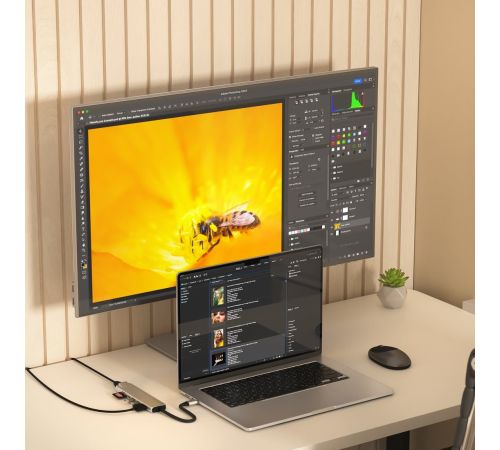 Док-станция Satechi 7-in-1 USB-C Slim Multiport Adapter with Ethernet ST-P7SS серебристый