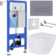 Унитаз подвесной Roxen Antares 530185-01 в комплекте с инсталляцией StounFix Dual Fresh 6 в 1 966771 кнопка: серый гранит