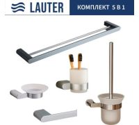 Набор аксессуаров для ванной Lauter 21SH1061 + 21SH1051 + 21SH1101 + 21SH7021 + 21SH1111 Chrome, 5 предметов