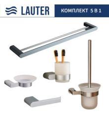 Набор аксессуаров для ванной Lauter 21SH1061 + 21SH1051 + 21SH1101 + 21SH7021 + 21SH1111 Chrome, 5 предметов