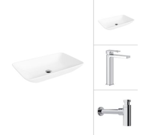 Умывальник Lauter 21540 + Cascade 21СК0655C с сифоном 21635CH хром