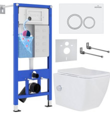 Унитаз подвесной Roxen Cube Bidet One Rimless 6 в 1 StounFix Dual Fresh 506235 кнопка: белый глянец