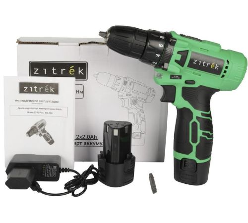 Дрель-шуруповерт Zitrek Green 12-Li Plus 083-1114 с 2-мя АКБ
