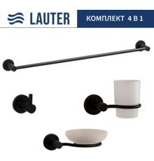 Набор аксессуаров для ванной Lauter 21TS20116 + 21TS20114 + 21T2010 + 21TS2014 Matt Black, 4 предмета