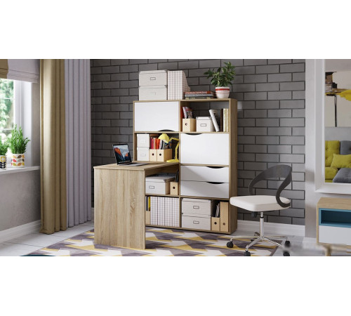 Стол Трия Письменный тип 7 дуб сонома/белый ясень