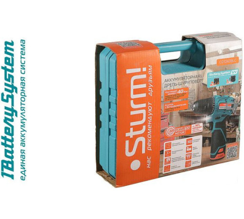 Дрель-шуруповерт Sturm CD1240BLC с 2-мя АКБ, кейс
