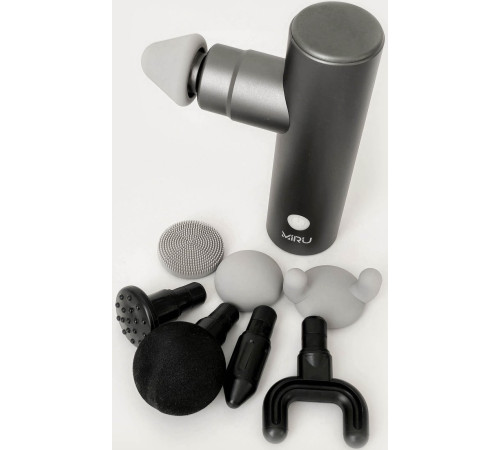 Перкуссионный массажер Miru BM-18 8 насадок, серый
