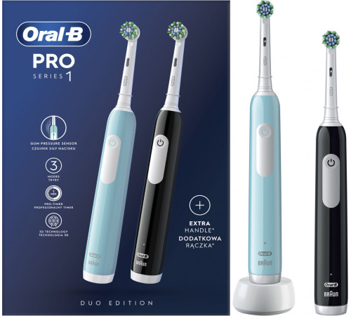Комплект зубных щеток Oral-B Pro Series 1 D305.523.3H 2 шт, черный/бирюзовый
