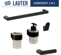 Держатель для туалетной бумаги и освежителя Lauter 21TS3019 + 21TS3021 + 21TS3011 + 21TS3013 + 21TS3006 Matt Black, 5 предметов