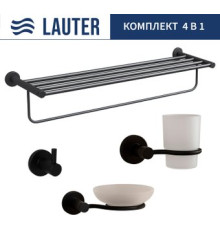 Набор аксессуаров для ванной Lauter 21TS20116 + 21TS20114 + 21T2010 + 21TS2012 Matt Black, 4 предмета