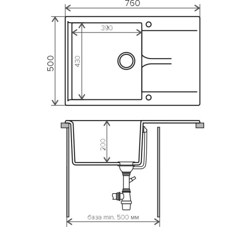 Кухонная мойка Polygran Gals-760 белый хлопок 36