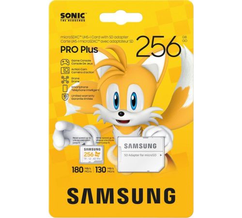 Карта памяти Samsung PRO Plus Sonic the Hedgehog microSDXC 256GB MB-MD256SA/LC1 с адаптером