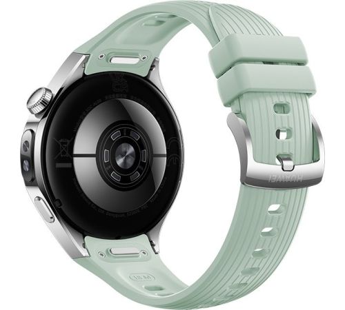 Умные часы Huawei Watch 5 42 мм серебристый, с зеленым силиконовым ремешком, международная версия