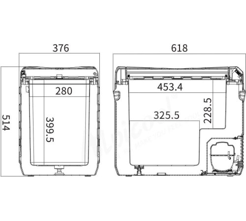 Компрессорный автохолодильник Alpicool NL50 12/24, без адаптера 220В