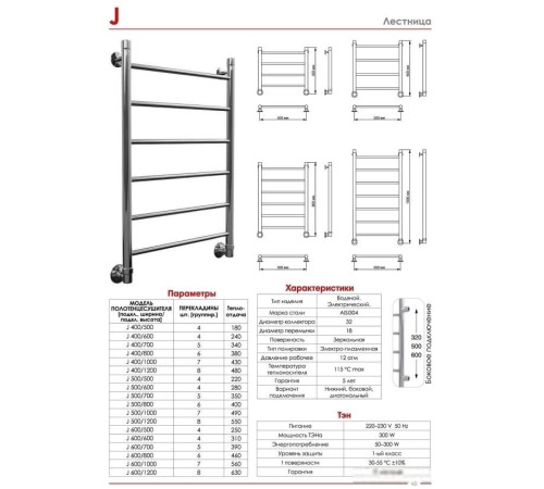 Полотенцесушитель Luxon FJ 80x50 нижнее подключение
