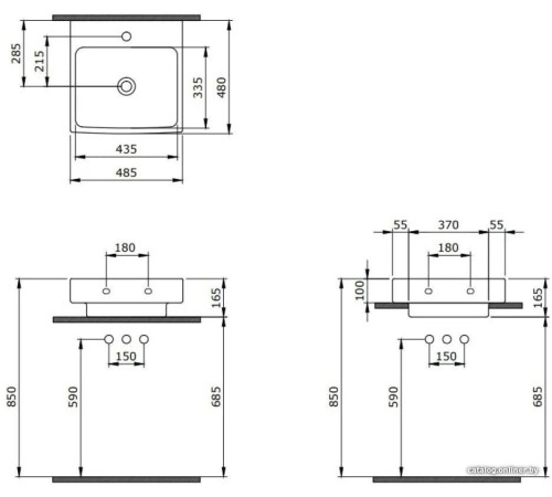 Умывальник Berges Wasserhaus Strati 48.5x48 182005