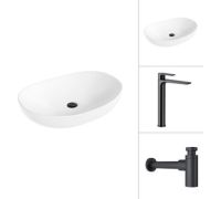 Умывальник Lauter 21502 + Reef 21CK8678BS с сифоном 21635B черный матовый