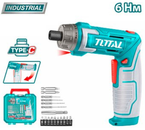 Электроотвертка Total TSDLI08025 с 1-им АКБ, кейс