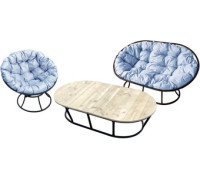 Набор садовой мебели M-Group Мамасан, Папасан и стол 12130409 черный/серая подушка